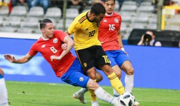 Eden Hazard saat Belgia melawan Kosta Rika.