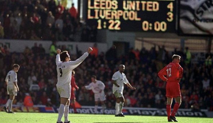 Mark Viduka jadi penentu kemenangan 4-3 Leeds United atas Liverpool dengan torehan 4 golnya.