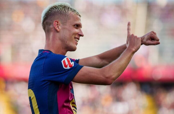 Hasil Liga Spanyol Barcelona Pesta 7 Gol, Atletico Madrid Menang Dramatis - Dani Olmo (@BarcaUniversal)